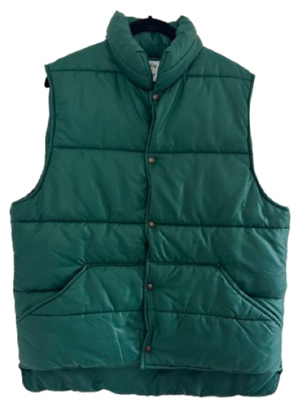 Vintage Mountain Trails Green Sleeveless Puffer Vest Nylon Made in USA
